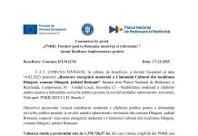 Comunicat de presă. „PNRR: Fonduri pentru Romania moderna si reformata!”. PNRR/2022/C10/I3, Runda 2. Anunț finalizare implementare proiect