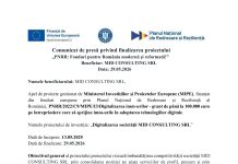 Comunicat de presă privind finalizarea proiectului. „PNRR: Fonduri pentru România modernă și reformată!”. Beneficiar: MID CONSULTING SRL